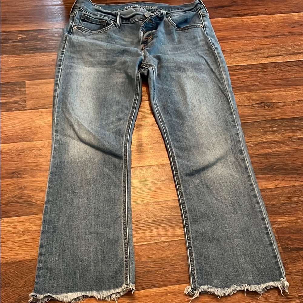 Old Navy Blue Flare Cropped Wide Leg Jeans